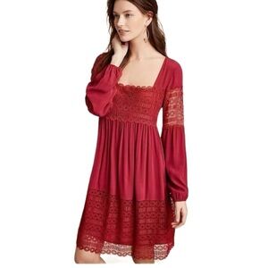 Anthropologie Floreat Boho Lace Long Sleeve Swing Dress | Size 2